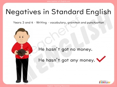 Negatives in Standard English - Years 3 and 4